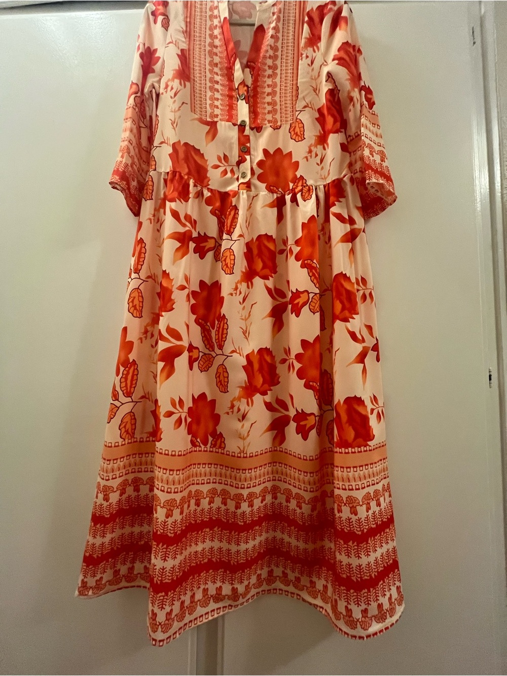 Boho Floral Print Maxi Dress — Size Medium - Picture 3 of 5